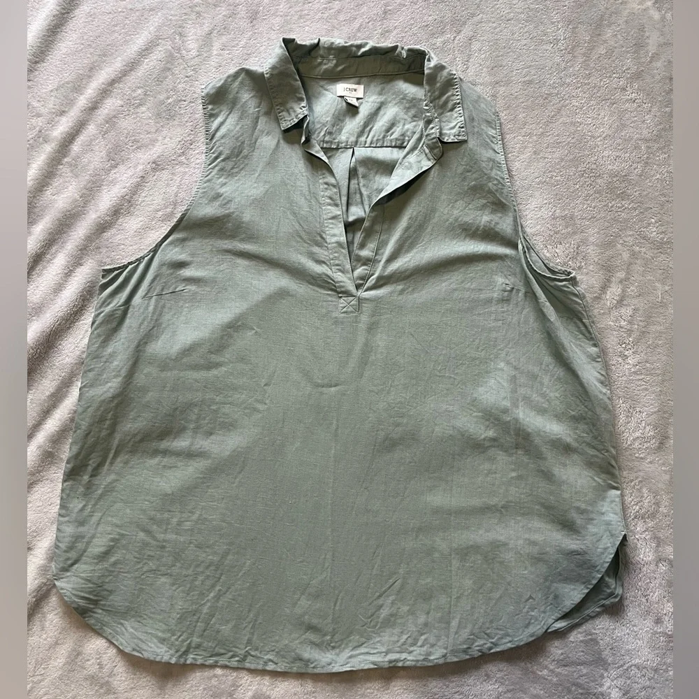 JCrew Sage Green Sleeveless Linen Top 2X - Picture 2 of 7